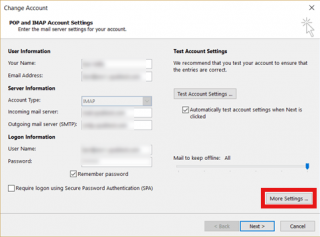SMTP Authentication in Outlook 2016